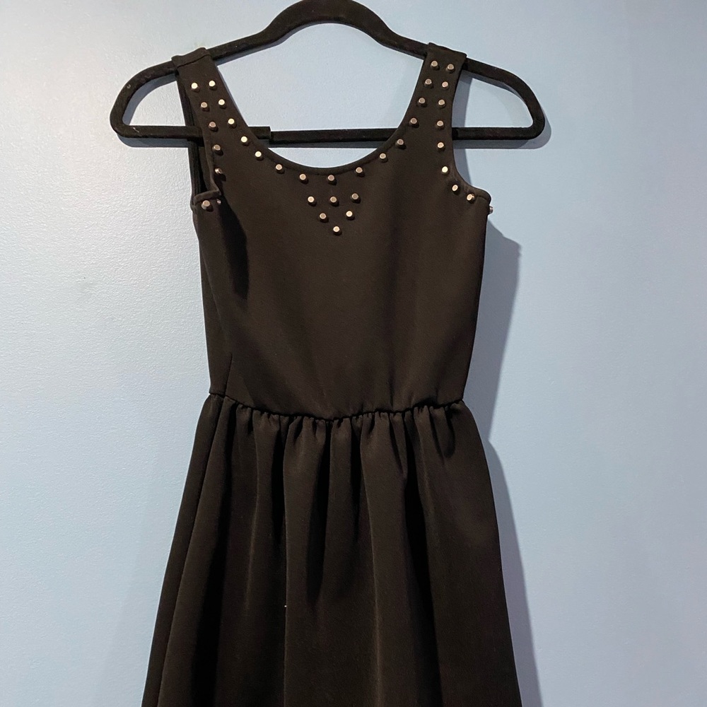 Metal Studded Black Flowy Dress